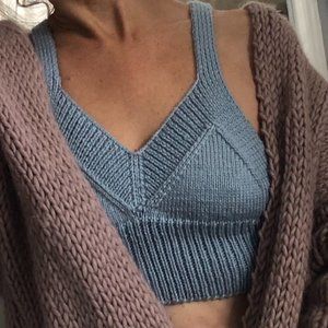 HAND KNIT BRALETTE,  Bra or Top Size Small (32/34 A/B)